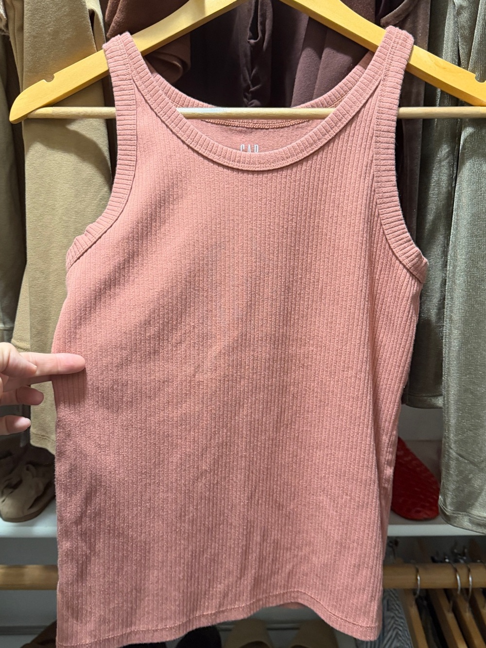 GAP Dusty Rose High Neck Ribbed Tank Top Small